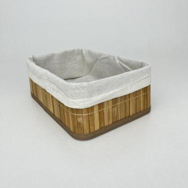 Imagem de Cesto Organizador Bambu Tamanho Médio Forro Cru Removível - MEK