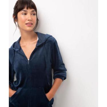 Imagem de Jaqueta Feminina Basica Em Plush Com Capuz e Bolso Frontal - Mileysol,