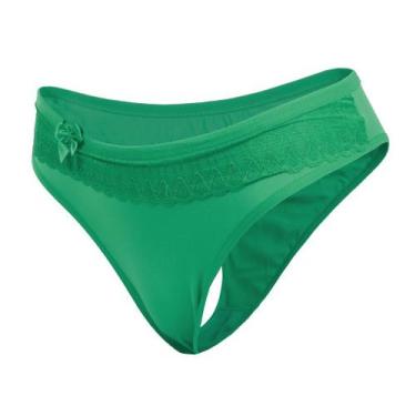 Imagem de Kit 3 Calcinhas Tanga Microfibra C/ Renda Conforto Lingerie - Manú, P 