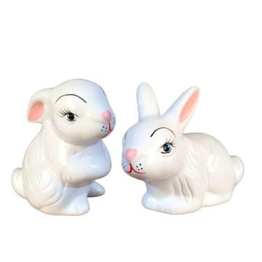 Imagem de Casal De Coelho De Ceramica Enfeite De Jardim - Decore Casa