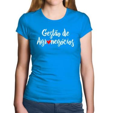 Imagem de Baby Look Algodão Gestão de agronegócios por amor - Foca na Moda, Azul