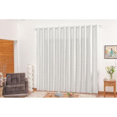 Imagem de Cortina estampada branco para sala e quarto 4,00m x 2,70m ilhos e vara