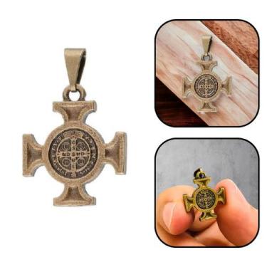 Imagem de Medalha Pingente Cruz Bizantina São Bento Dourada - FORNECEDOR 1