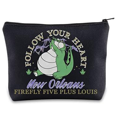 Imagem de BWWKTOP Louis Alligator Bolsa de Maquiagem Cosmética Princesa Tiana Presentes Follow Your Heart Frog Princess Makeup Zipper Bolsa Louis Jacaré Mercadoria, Follow Your Heart, Bolsa