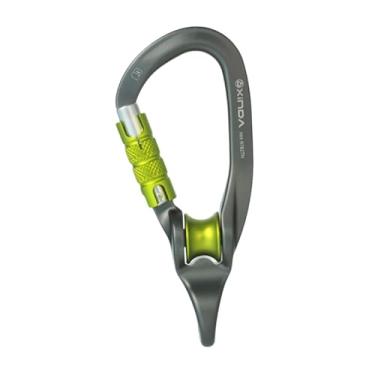 Imagem de Dynwave Mosquetão de polia de escalada em, fácil de instalar, mosquetão de parafuso de travamento em forma de D, polia, mosquetão para montanhismo