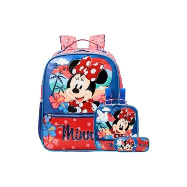 Imagem de Kit Escolar Minnie Mochila Costas G+Lancheira+Estojo Triplo