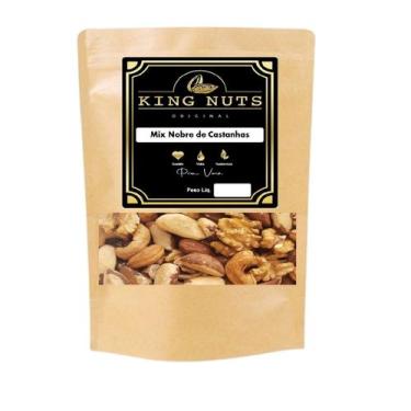Imagem de Mix De Castanhas Sem Sal  Pará/ Caju/ Amêndoas/ Nozes 1kg - King Nuts