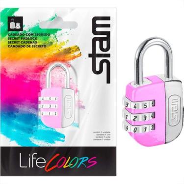 Imagem de Cadeado Para Mala Stam Life Colors Com Segredo 25Mm Rosa