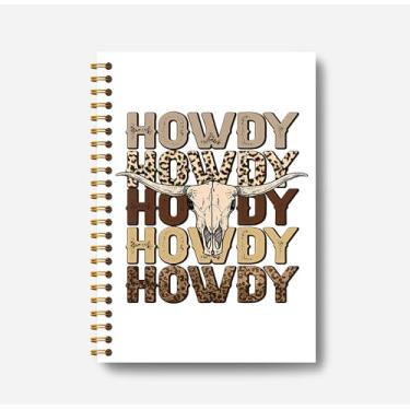 Imagem de Guymn Caderno Howdy Western, 164 páginas, presentes ocidentais para mulheres, caubói, vaqueira, caderno de faroeste, material escolar universitário, caderno encadernado em espiral de 14 × 21 cm