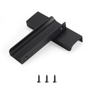Imagem de sunlithor Puxador de dedo para armários puxadores de gaveta de cozinha cômoda de porta de baixo perfil banheiro longo armário puxadores de alumínio pacote com 6 preto 12 cm fácil instalação