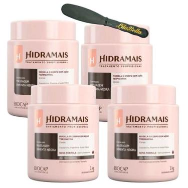 Imagem de 4UN Creme Massagem Pimenta Negra 1KG Hidramais+ Espátula