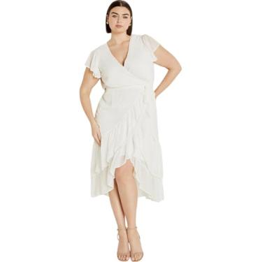 Imagem de City Chic Women's Apparel Vestido feminino Citychic Plus Size com babados midi, Marfim, 58