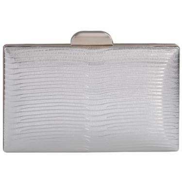 Imagem de JNB Bolsa clutch feminina de material metálico para festa noturna, Prata 50