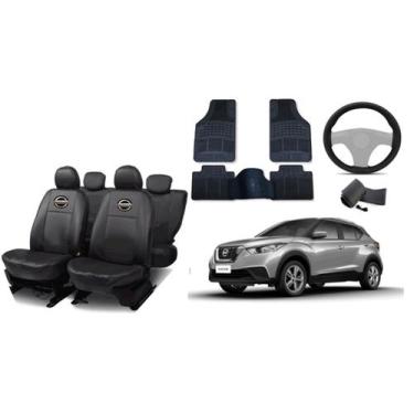 Imagem de Kit Acessórios Nissan Kicks 16-23: Capa de Couro, Tapete e Capa de Vol