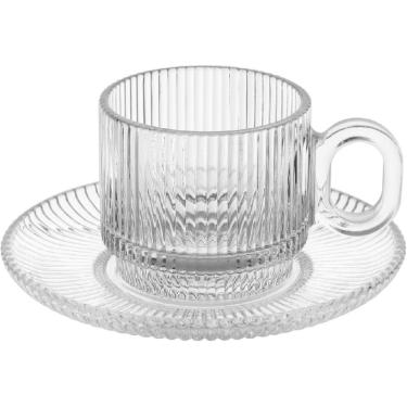 Imagem de JOGO 6 XICARAS DE CAFE COM PIRES HOME&CO VIDRO 90ml 12x6x5cm TRANSPARENTE
