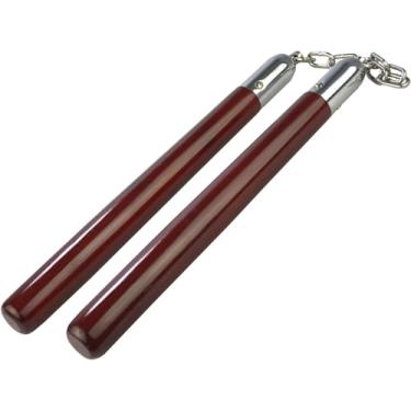 Imagem de Nunchaku de Madeira Tradicional, Marrom, com Corrente de Metal, para Artes Marciais