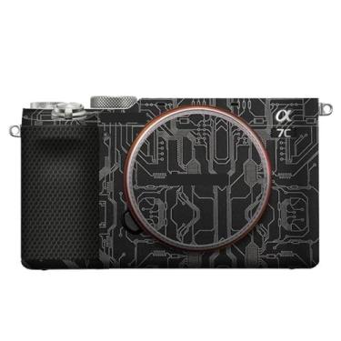 Imagem de JERXTTON Adesivo de capa de câmera para Sony A7C, película protetora, antiarranhões, decoração (titânio de circuito)