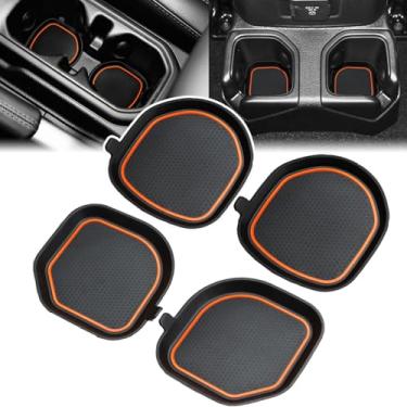 Imagem de Auovo Auto Carro 3d Porta-copo inserções Coaster Fit para 2018 2019 Wrangler JL JLU 2020 Gladiador JT Taça Taça Taça Tapete Acessórios interiores (acabamento laranja, kit de 4 peças, para suportes profundos de copo traseiro)