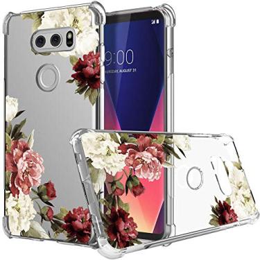 Imagem de Capa Ueokeird para LG V30, capa para LG V30 Plus com flores, capa protetora de TPU flexível e macia com estampa floral transparente à prova de choque para LG V30 / LG V30 Plus/LG V35 / LG V35 ThinQ, Blossom Flower