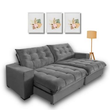 Imagem de  Sofá Retrátil e Reclinável 2,90m com Molas Ensacadas.