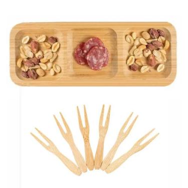 Imagem de Petisqueira + Garfo De Bambu Antimofo Plasvale