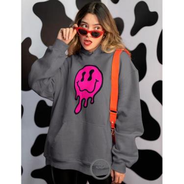 Imagem de Moletom Feminino Estampado Smiley Blusao Linha Premium Personalizado B