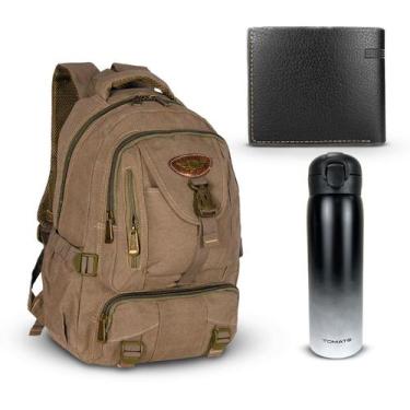 Imagem de kit Mochila Estudante Carteira Design Clássico e Garrafa - MOCHILA UNI