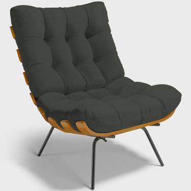 Imagem de Poltrona Decorativa Sala de Estar Costela L02 Linho Verde - Lyam Decor