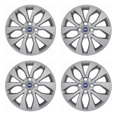 Imagem de Jogo de calotas 374cb-pta aro 14 cb cubo baixo + emblema fiat azul - G