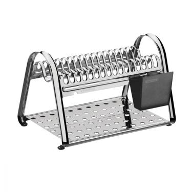 Imagem de Escorredor de Louça Tramontina Inox com Porta Talheres Preto