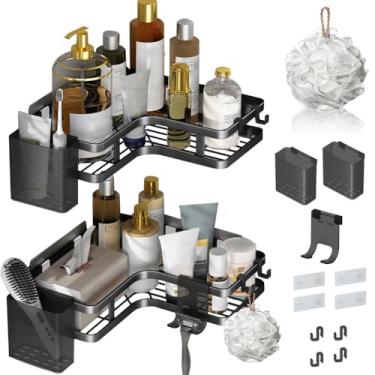 Imagem de FBXGT Kit Prateleira Banheiro-Shampoo Sabonete Box organizador de banheiro Suporte Banheiro Sem Furo Prateleira Para Banheiro Cozinha Sala de Estar Varanda Armario Lavanderia