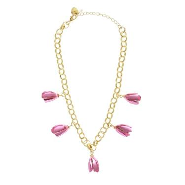 Imagem de Betsey Johnson Colar feminino de tulipa com declaração glamorosa de jardim, One Size, Metal Vidro, Sem Pedra Preciosa