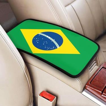 Imagem de DORKEIXIA Capa universal para console central de carro com bandeira do Brasil, almofada de apoio de braço, capa de assento para Sedan, Van, SUV, caminhão, acessórios para carros