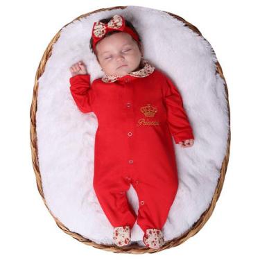 Imagem de Macacão e Faixa de Cabelo Menina Linda Princesa Vermelho 02 Peças - Vi