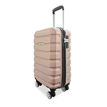 Imagem de Mala de Viagem ABS, 10kg, Rodas 360º, Cadeado com Segredo, Bagagem de Bordo, Rígida (Rosé Gold B3MB)