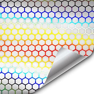 Imagem de VViViD 2020 Edição Clear Micro Bio HEX+ Lanterna traseira de farol com efeito holográfico transparente, padrão hexagonal de alto brilho resistente a arranhões com rolo extra grande de liberação de ar (45,5 x 152,4 cm)
