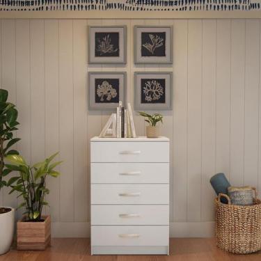 Imagem de Cômoda Atena 5 Gavetas Evidência Branco - Mobly