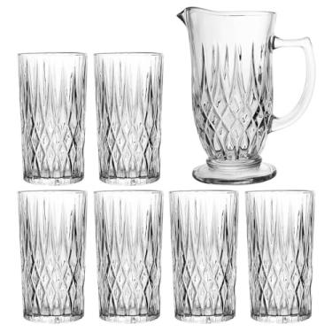 Imagem de LYOR - Conjunto Jarra com 6 Copos de Vidro Diamante 1L/300ml
