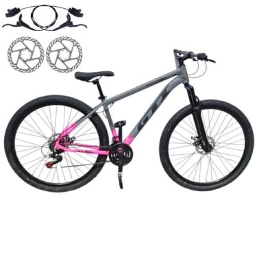 Imagem de Bicicleta Aro 29 GTI Roma 24 V MTB Index Disco Hidráulico Suspensão 80mm Unissex (Cinza/Rosa, 15)