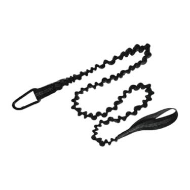 Imagem de kowaku Corda de remo com mosquetão, corda de vara de pesca premium Paddle Keeper, cordão resistente para andaime e capacete rígido para andaime, Preto