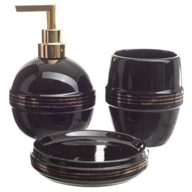 Imagem de Kit Banheiro Porta Sabonete Líquido Porta Escova Saboneteira