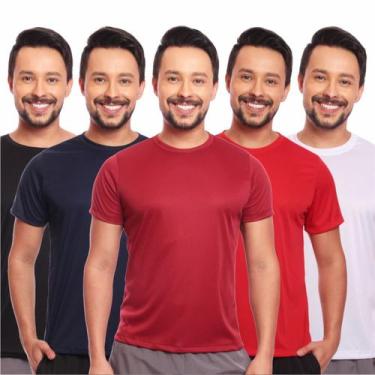 Imagem de Kit 5 Camisas Masculina Manga Curta Dry Fit Proteção Uv - Brás e Cia, 