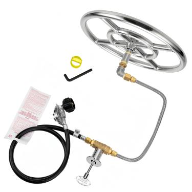 Imagem de Duheri Kit de instalação de anel de queimador de fogueira a gás propano LP de 30,5 cm, para lareira de acampamento interna e externa com válvula de chave de 1/2 mangueira reguladora de válvula