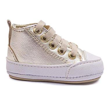 Imagem de Sapatinho De Bebê Primeiros Passos Tenis Casual Dt B06 (15, Dourado Branco)