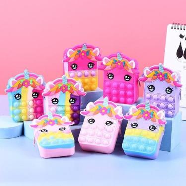 Imagem de Mini Bolsa Infantil Tiracolo Colorida Silicone - oem, Unicórnio