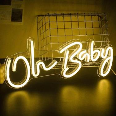 Imagem de Letreiro De Néon Oh Baby LED Light Para Berçário, Quarto, Festa, Chá D