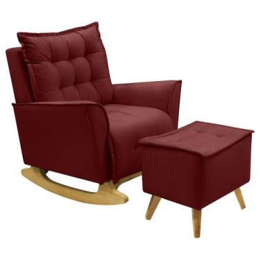 Imagem de Poltrona Amamentação De Balanço Helena + Puff Veludo Quarto - Kasa Sof