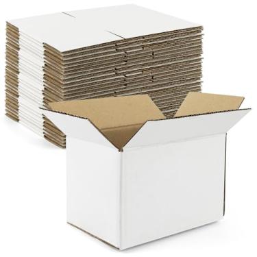 Imagem de Golden State Art Caixas Brancas Para Remessa 6X4X4, Caixa De Papelão Ondulado Pequenas Empresas, Presente Correspondência, Embalagem Velas, Pacote Com 28 Unidades