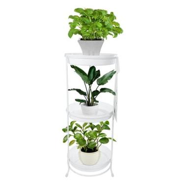 Imagem de Suporte Aramado Branco para Vasos de Plantas 3 Bandejas Floreira - 102