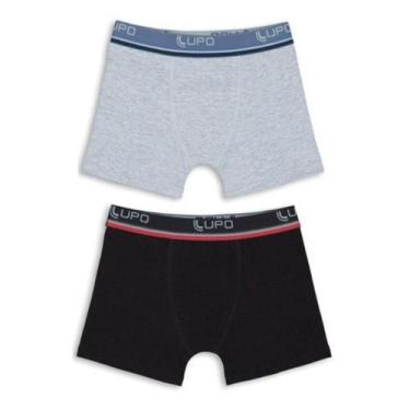 Imagem de Cueca Infantil Boxer Lupo Kit com 2 Original, Preto, Cinza, M